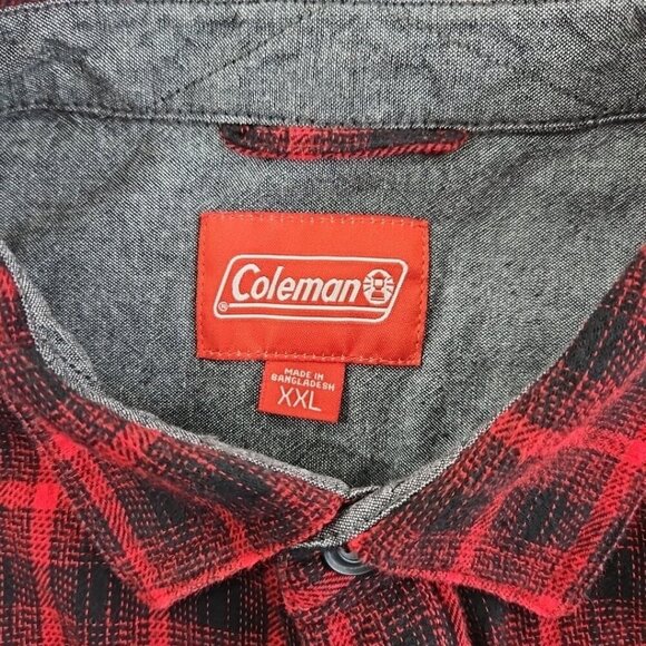 Coleman Midweight Flannel Shirt Men's XXL Red Black Plaid EUC LN Long Sleeves - Picture 9 of 15